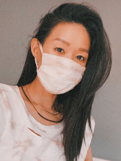 Christine Kong in our Tylar muscle tee & matching mask.