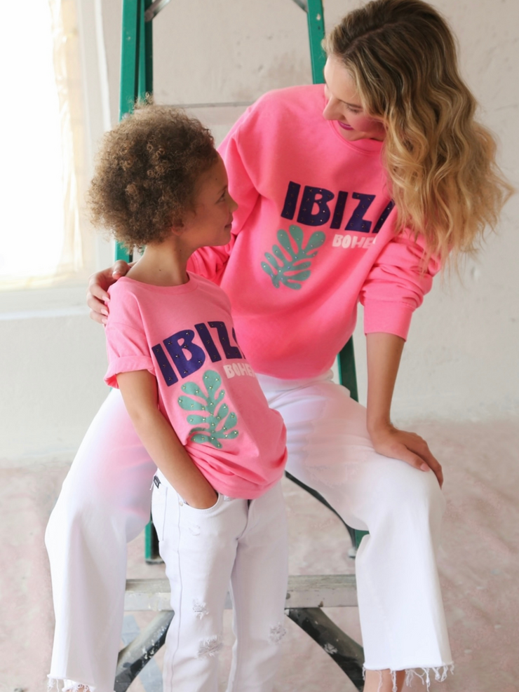 Ibiza Bohemia Boyfriend Sweatshirt - Hot Pink