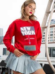 New York - Paris Boyfriend Sweatshirt - Red