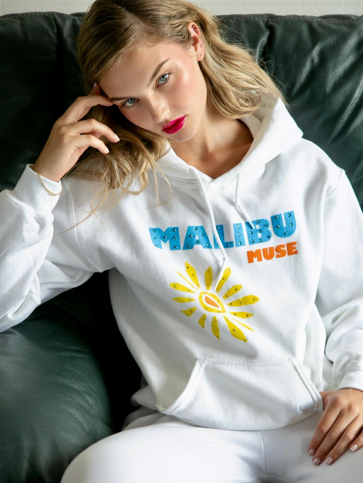Malibu Muse Boyfriend Hoodie - White